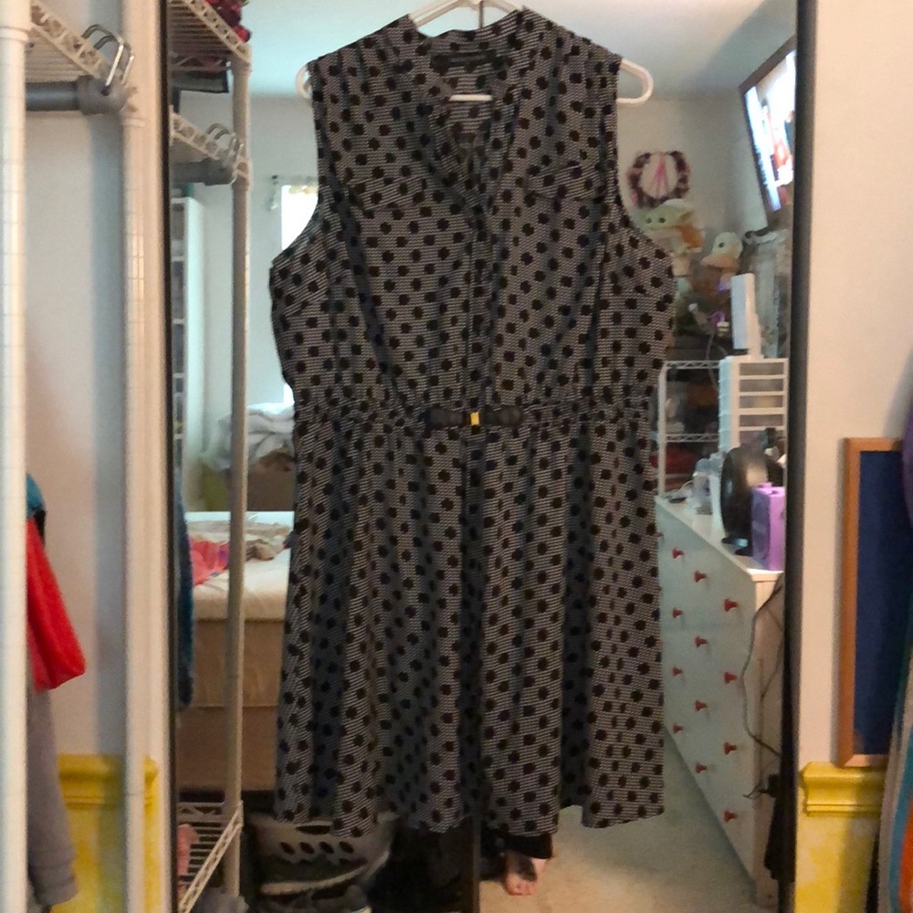 Sleeveless Houndstooth Polka Dot Dress